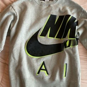 Nike Gray Sweatshirt with Black and Neon Highlights